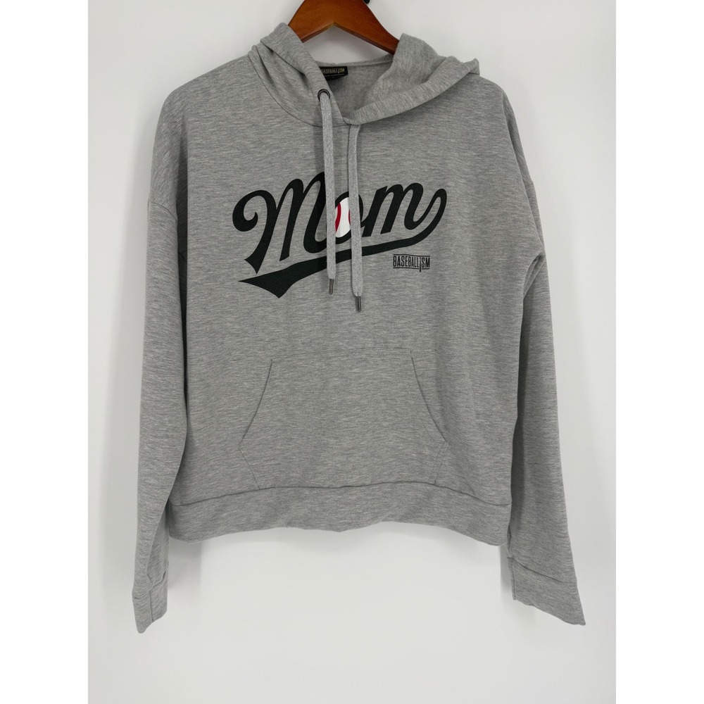 Baseballism Women Hoodie Large Gray Mom Graphic Sports Athleisure Baseball